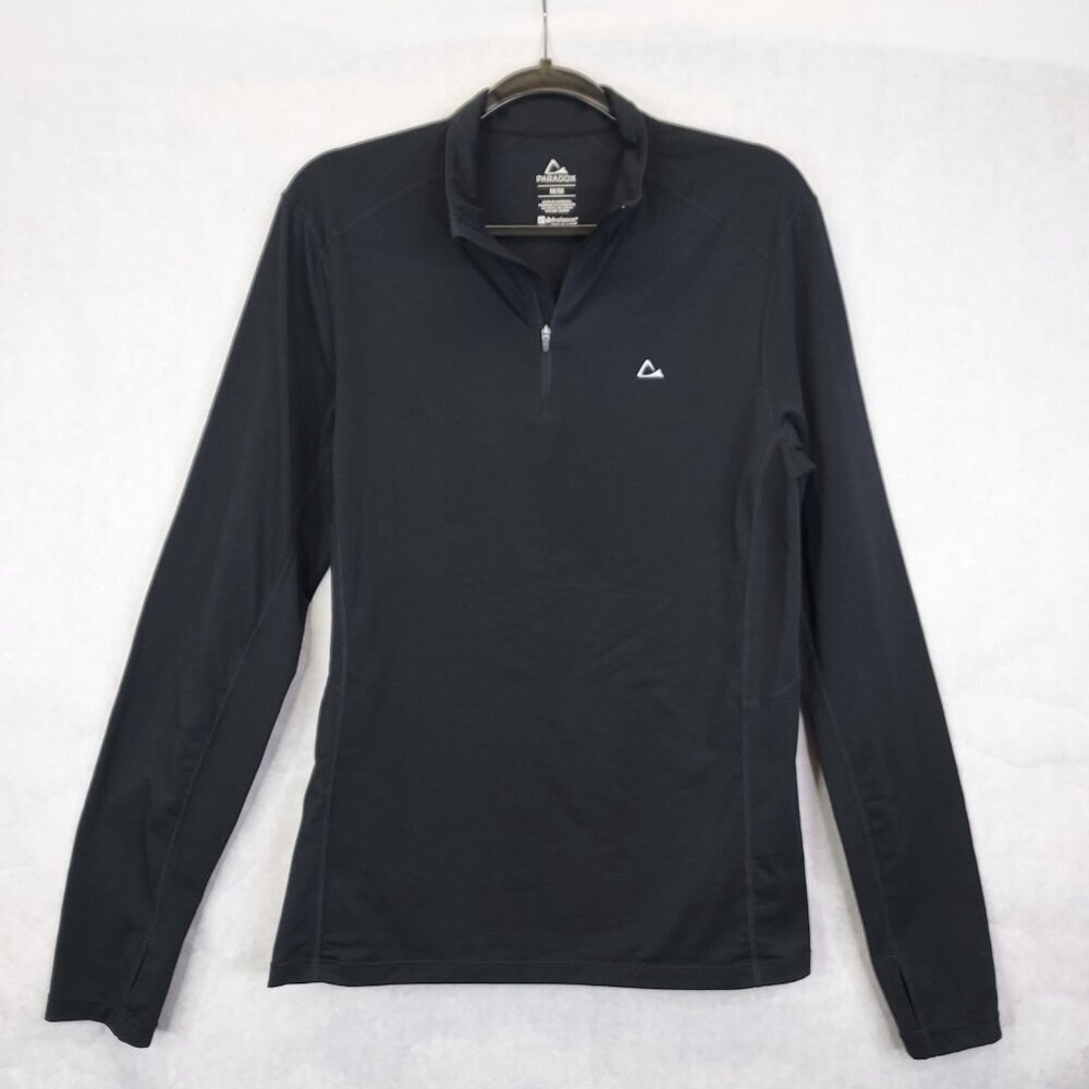 Paradox Base Layer 1/4 Zip Shirt Men M Black Merino Wool Drirelease Performance